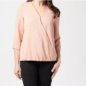 Lisa Rinna Collection Shirt Cross Front Size XS Pink Striped A352107 Women